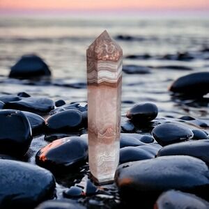 Amethyst & Crazy Lace Agate Crystal Tower | Boho Energy Stone for‎ Healing Decor